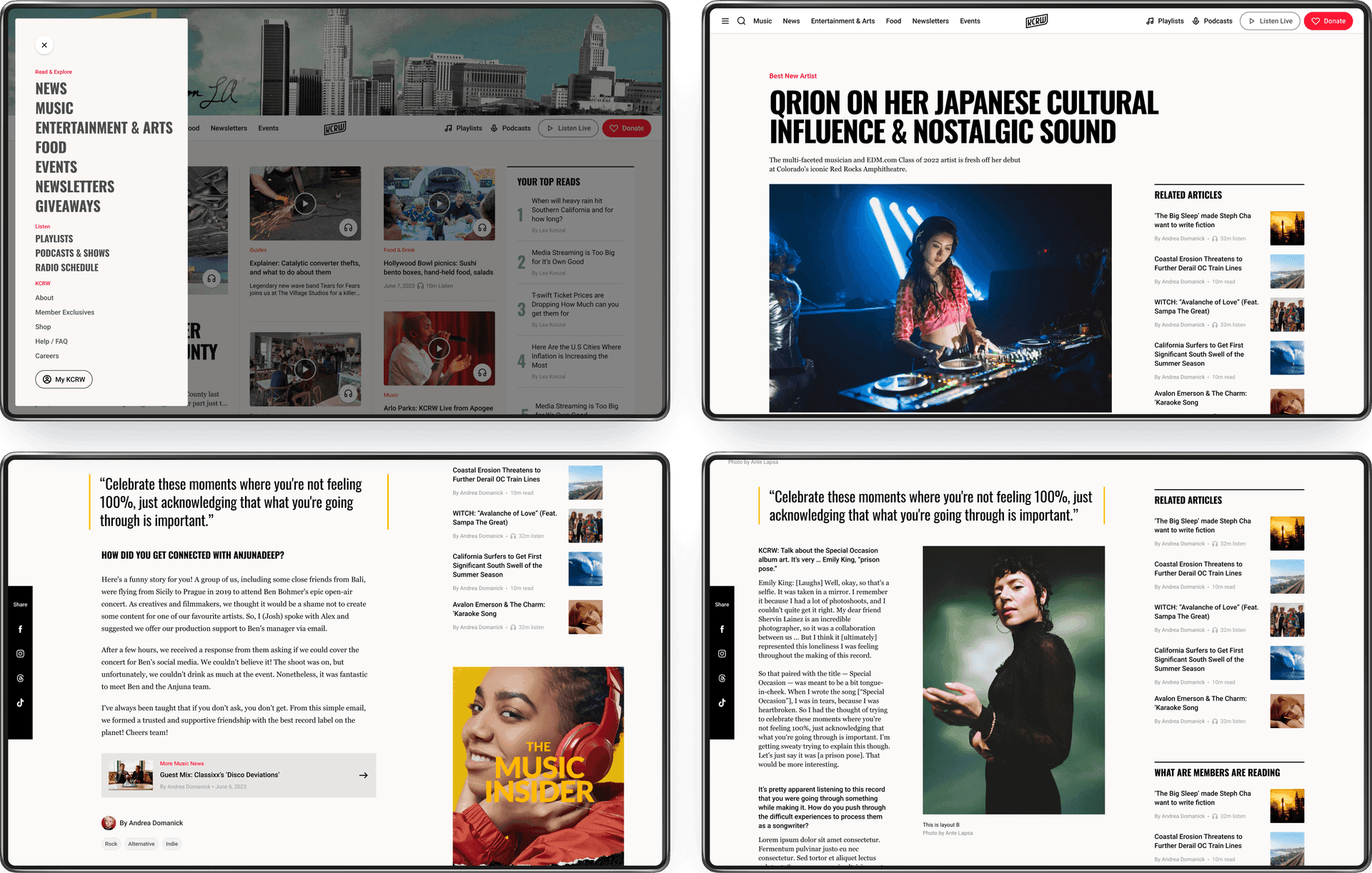 KCRW Navigation and Editorial Content